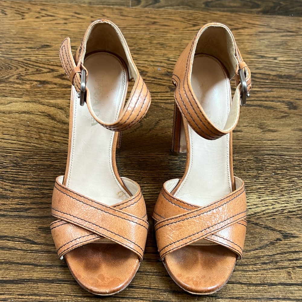 Prada Milano Copper Open Toe Heels Size 35✨